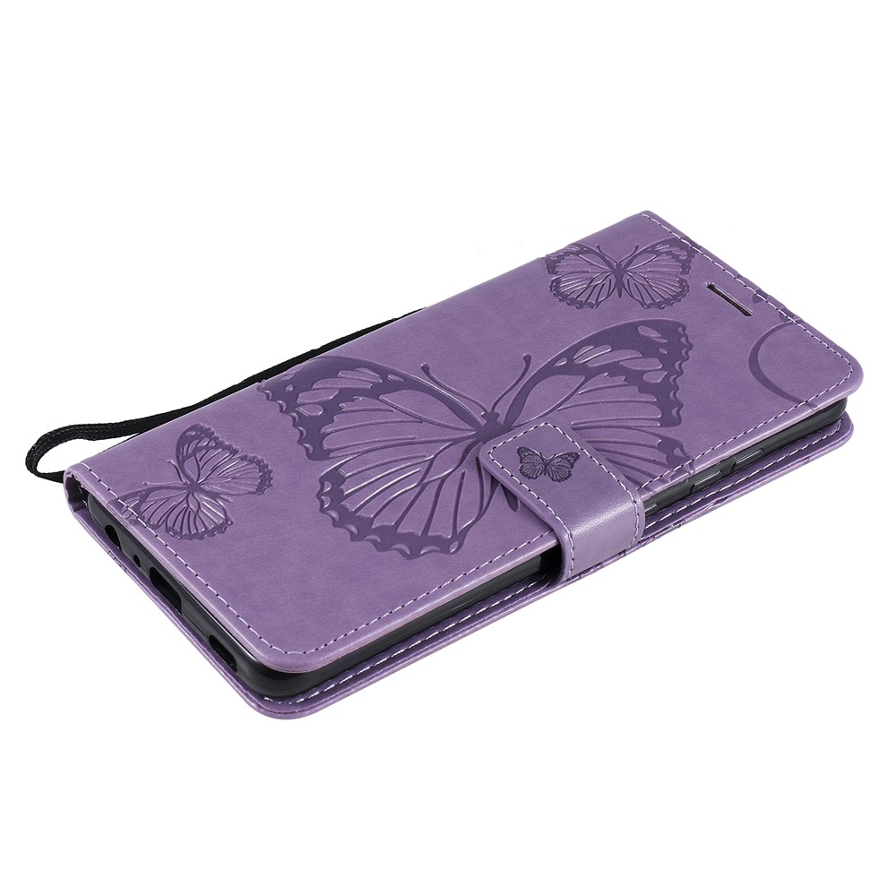 Imprinted Butterflies Flower Leather Wallet Stand Case for Samsung Galaxy A52 5G - Purple-6