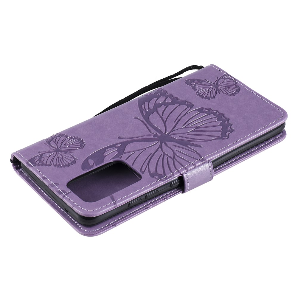 Imprinted Butterflies Flower Leather Wallet Stand Case for Samsung Galaxy A52 5G - Purple-7