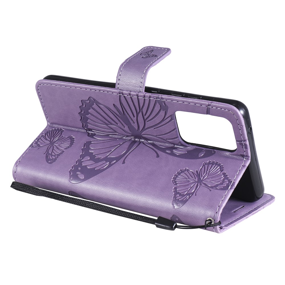Imprinted Butterflies Flower Leather Wallet Stand Case for Samsung Galaxy A52 5G - Purple-8