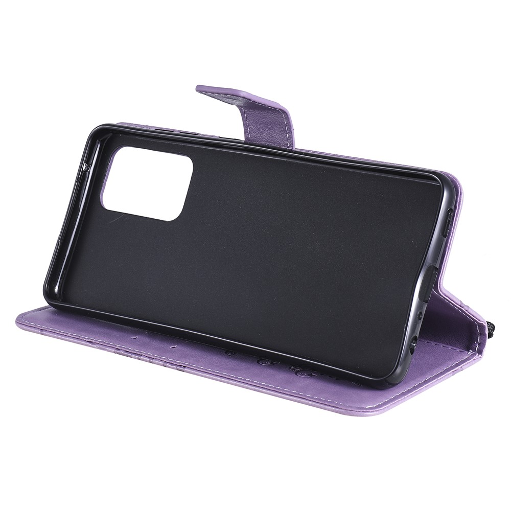 Imprinted Butterflies Flower Leather Wallet Stand Case for Samsung Galaxy A52 5G - Purple-9