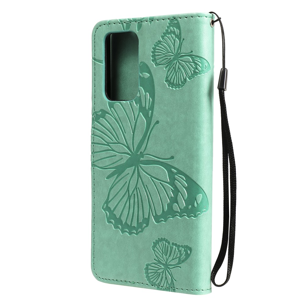 Imprinted Butterflies Flower Leather Wallet Stand Case for Samsung Galaxy A52 5G - Green-4