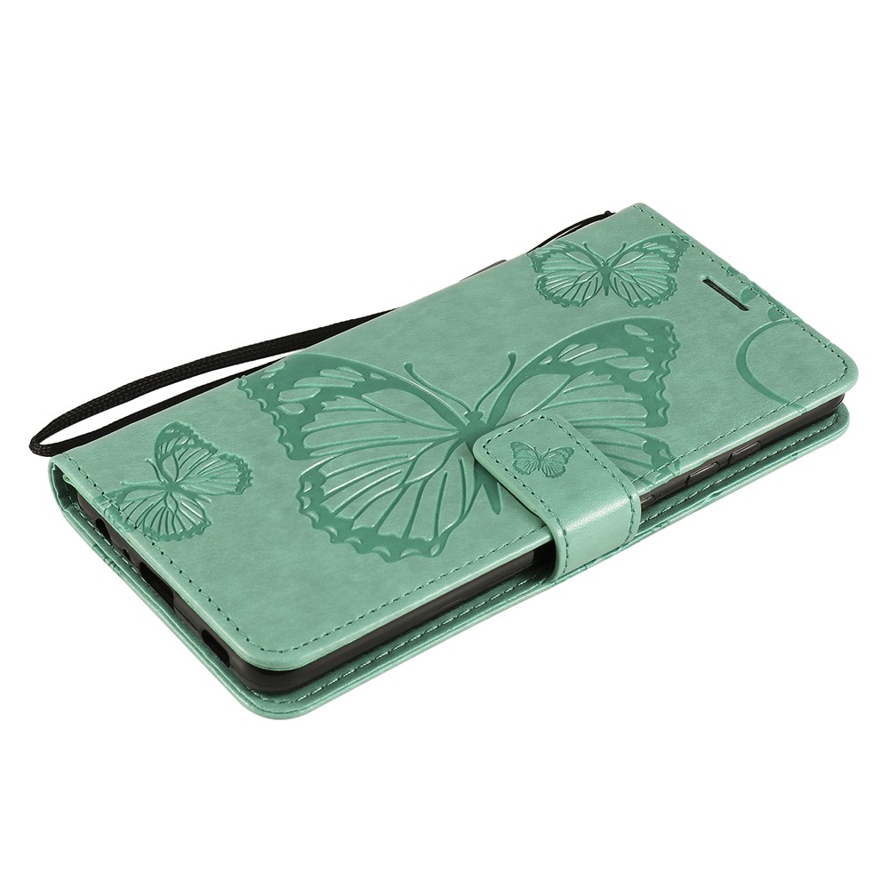 Imprinted Butterflies Flower Leather Wallet Stand Case for Samsung Galaxy A52 5G - Green-6
