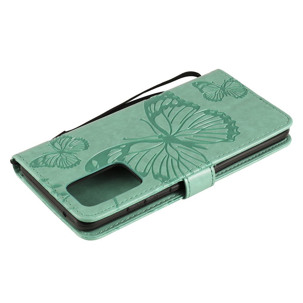 Imprinted Butterflies Flower Leather Wallet Stand Case for Samsung Galaxy A52 5G - Green-7