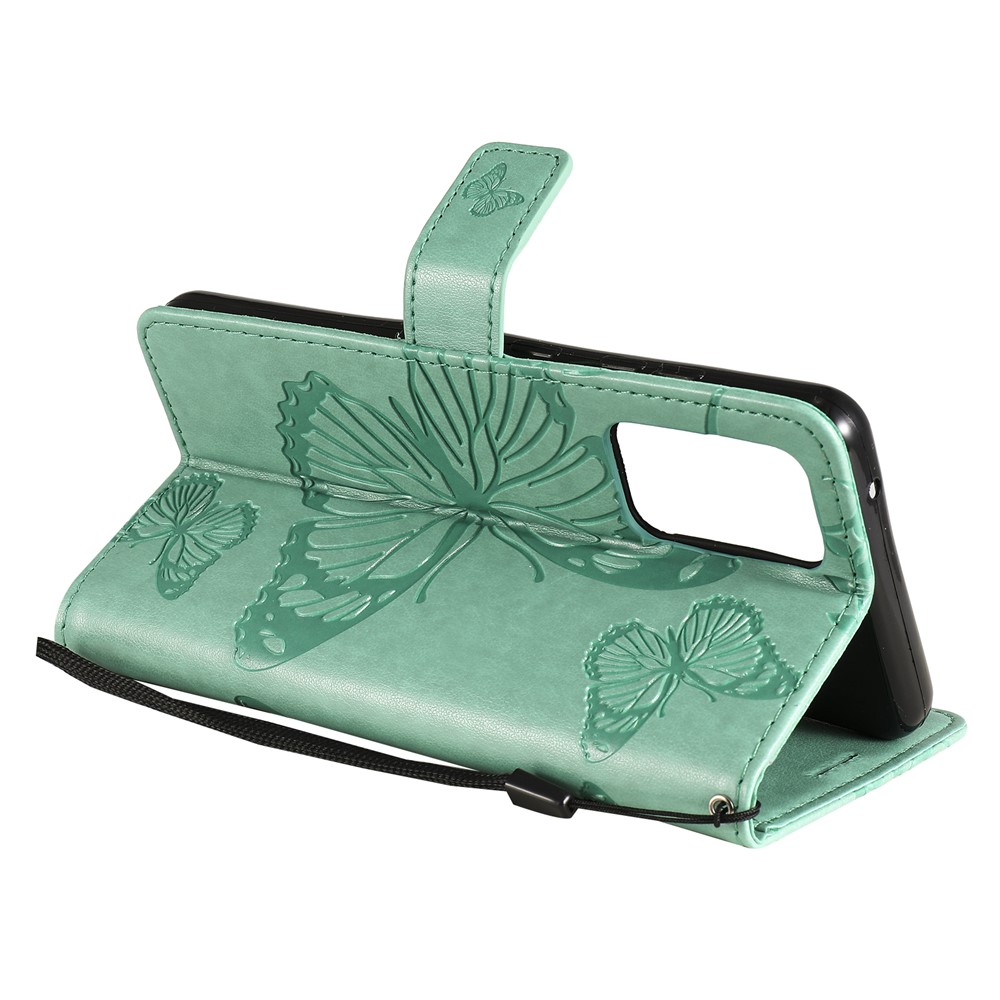 Imprinted Butterflies Flower Leather Wallet Stand Case for Samsung Galaxy A52 5G - Green-8