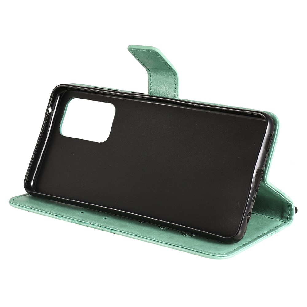 Imprinted Butterflies Flower Leather Wallet Stand Case for Samsung Galaxy A52 5G - Green-9