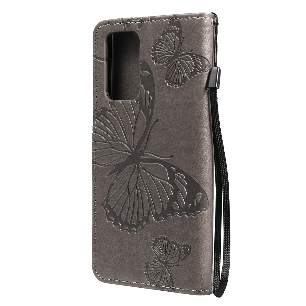 Imprinted Butterflies Flower Leather Wallet Stand Case for Samsung Galaxy A52 5G - Grey-4