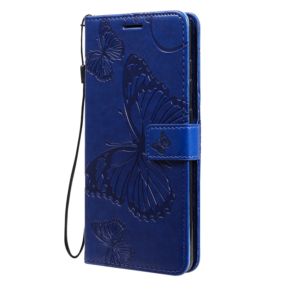 Imprinted Butterflies Flower Leather Wallet Stand Case for Samsung Galaxy A52 5G - Blue-3