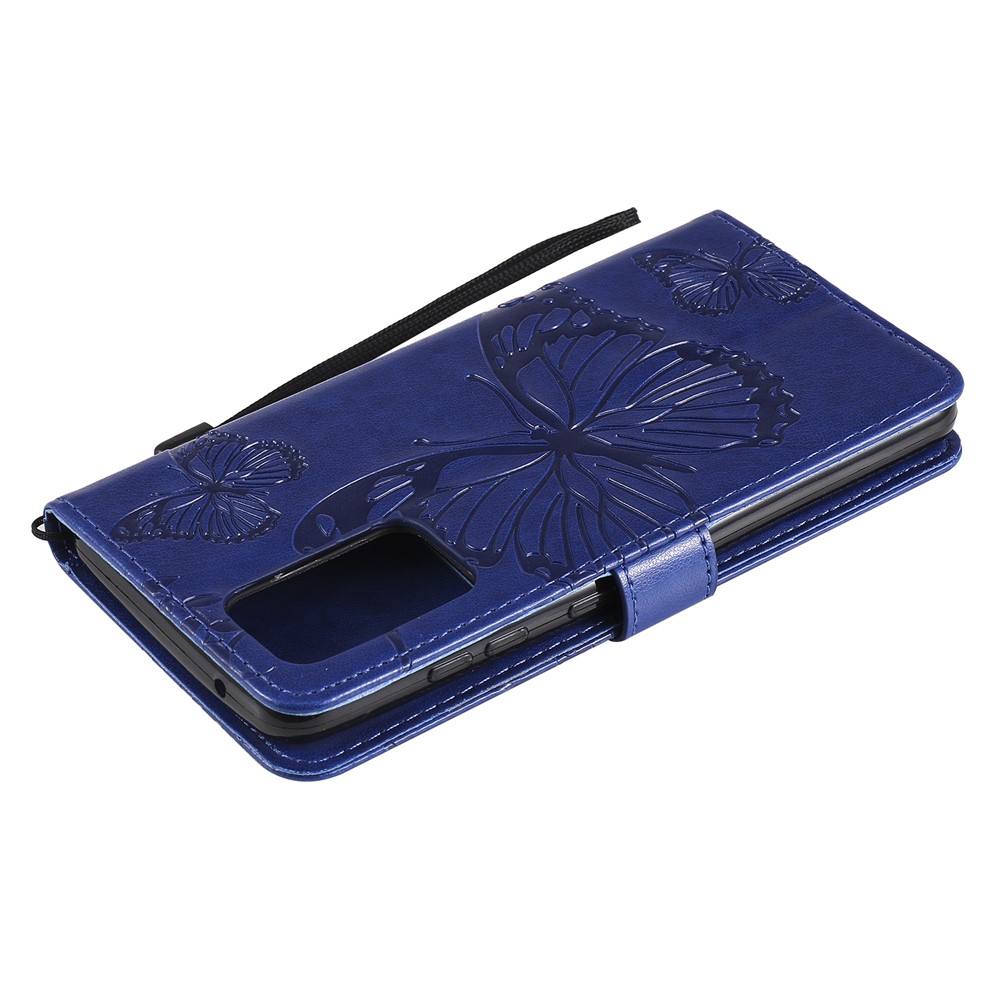 Imprinted Butterflies Flower Leather Wallet Stand Case for Samsung Galaxy A52 5G - Blue-7