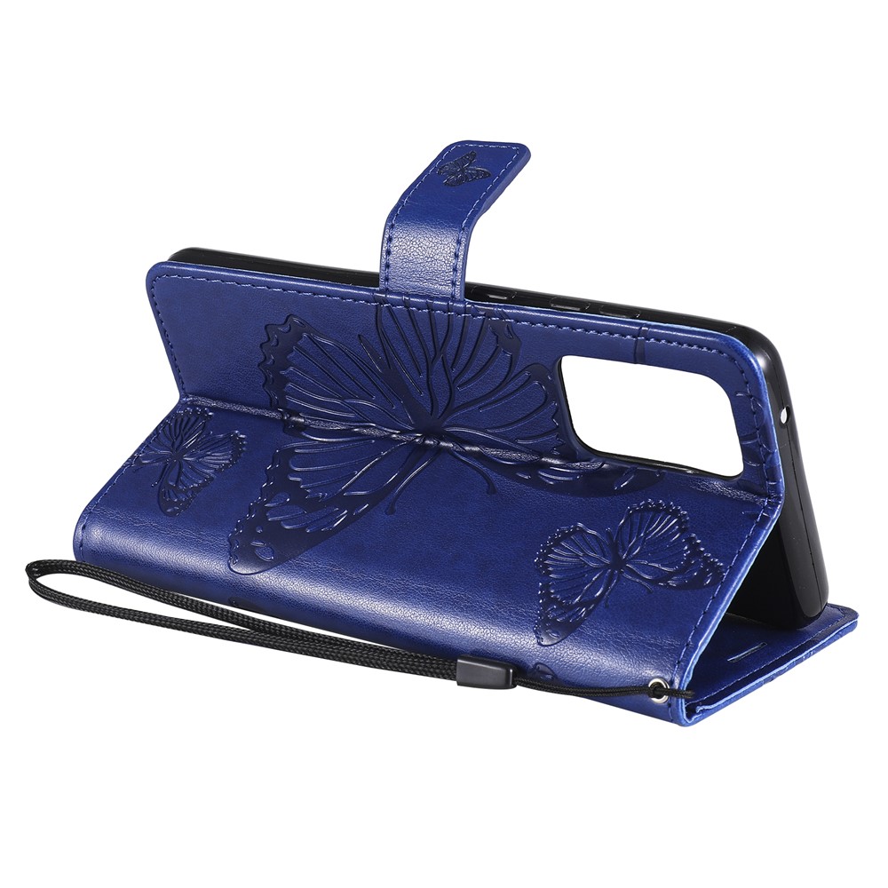 Imprinted Butterflies Flower Leather Wallet Stand Case for Samsung Galaxy A52 5G - Blue-8