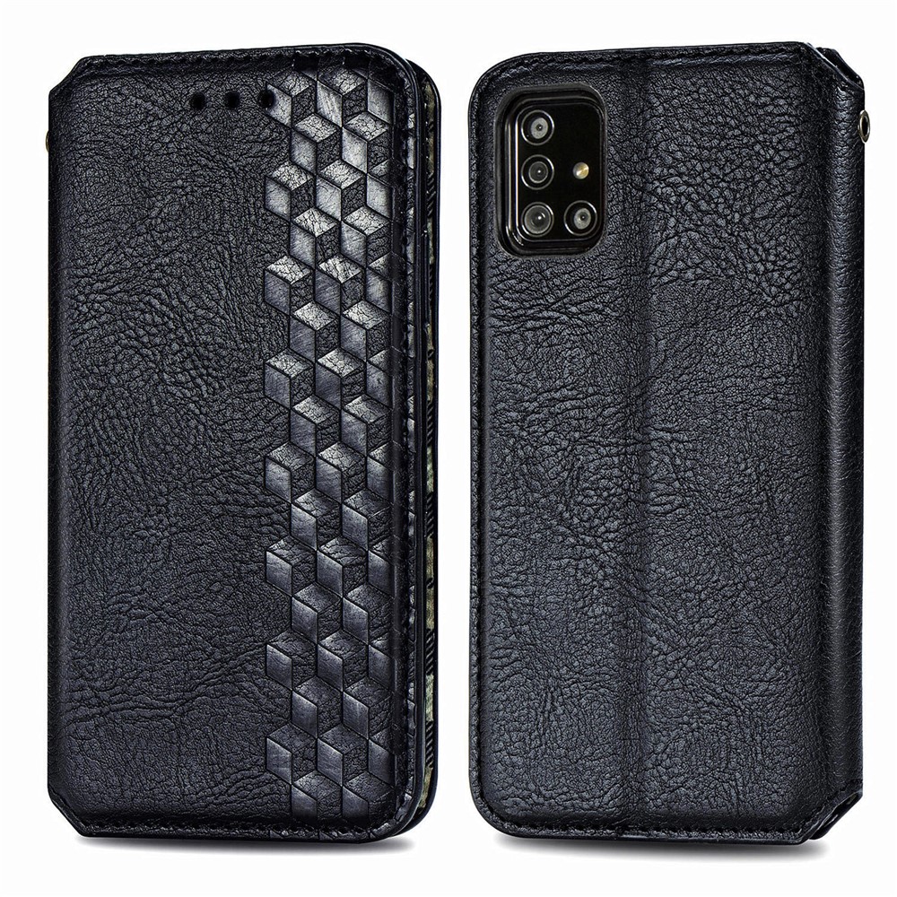 Fashionable Auto-absorbed Rhombus Texture PU Leather Wallet Phone Cover for Samsung Galaxy A51 5G SM-A516 - Black-2