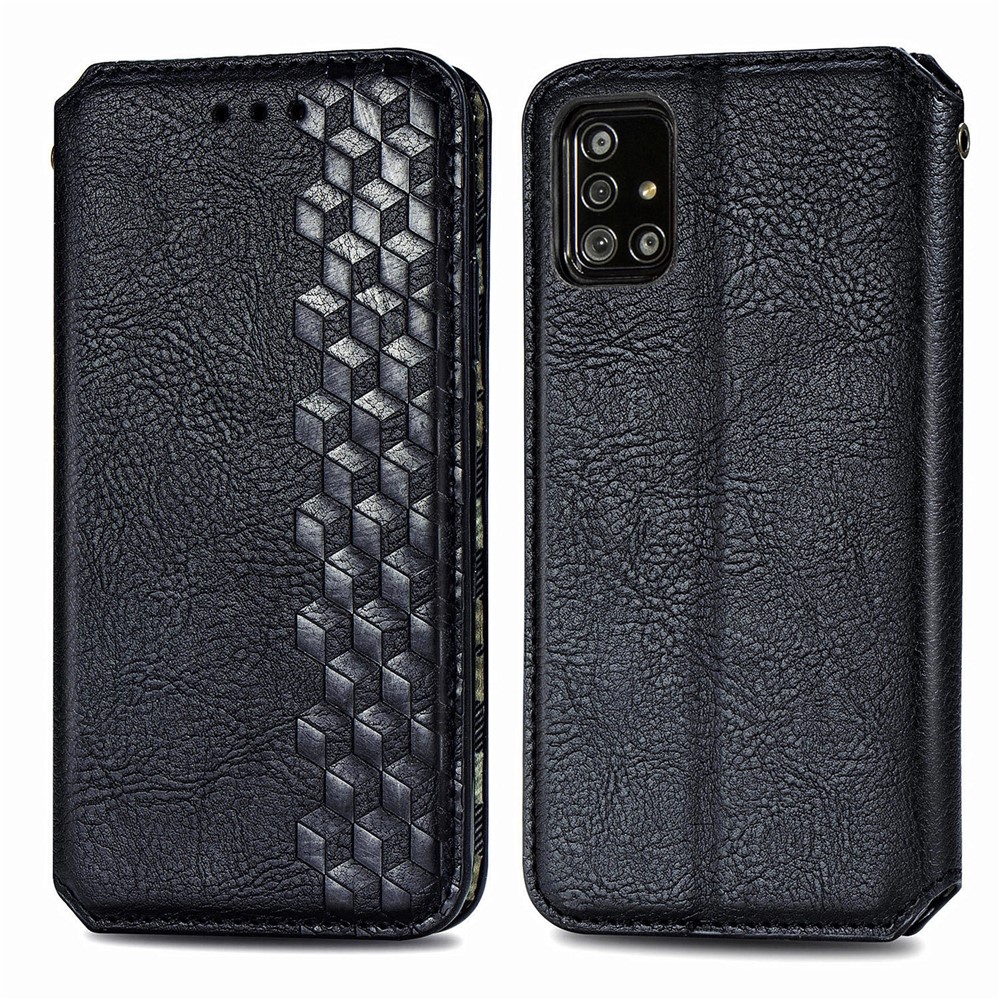 Texture Rosture Auto-auto-absorbed pu le Cuir Portefeuille Téléphone Pour Samsung Galaxy A51 5G SM-A516 - le Noir