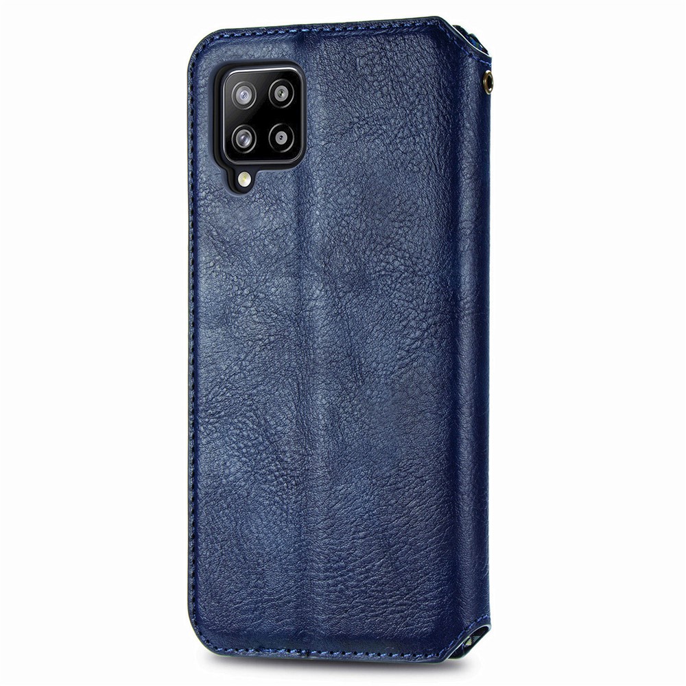 Fashionable Auto-absorbed Rhombus Texture PU Leather Wallet Phone Cover for Samsung Galaxy A42 5G - Blue-4