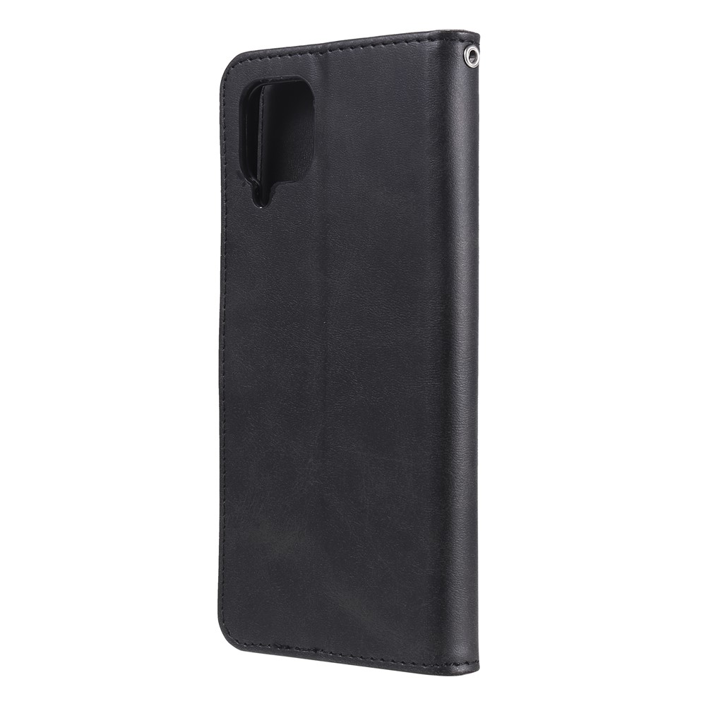 Zipper Pocket Leather Wallet Stand Case for Samsung Galaxy A12 - Black-4