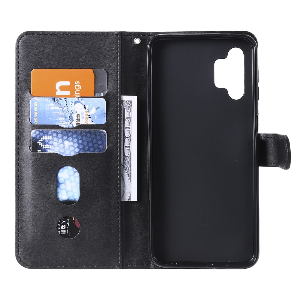 Zipper Pocket Wallet Leather Stand Case for Samsung Galaxy A32 5G Cover - Black-5