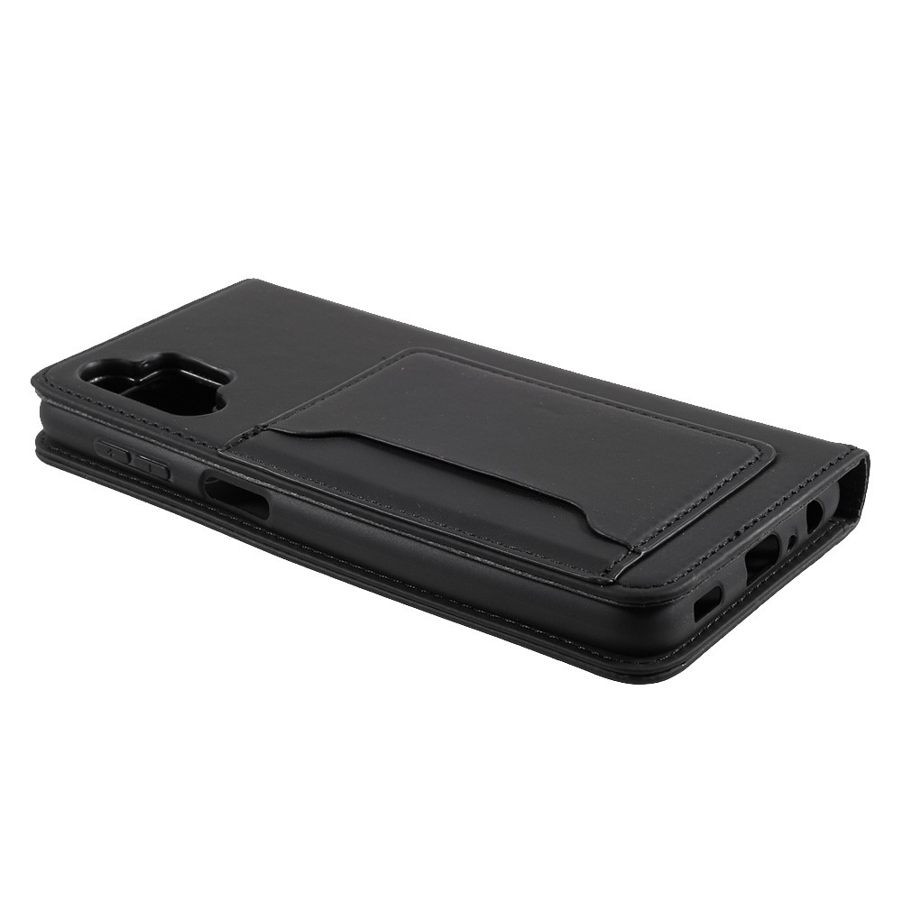 Liquid Silicone Feel Leather Automatic Suction Wallet Case for Samsung Galaxy A32 5G - Black-6
