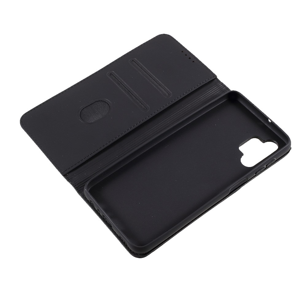 Liquid Silicone Feel Leather Automatic Suction Wallet Case for Samsung Galaxy A32 5G - Black-7
