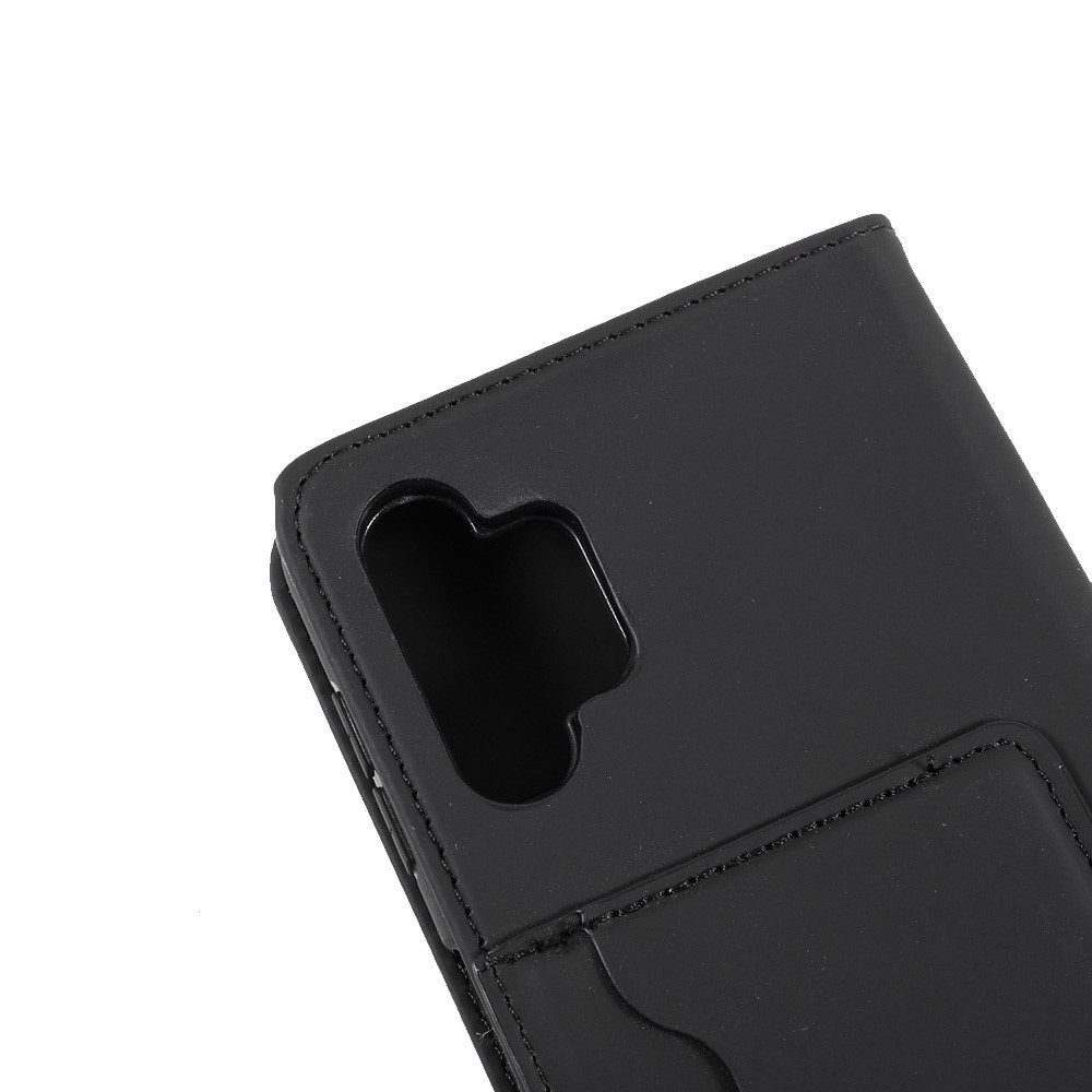 Liquid Silicone Feel Leather Automatic Suction Wallet Case for Samsung Galaxy A32 5G - Black-9