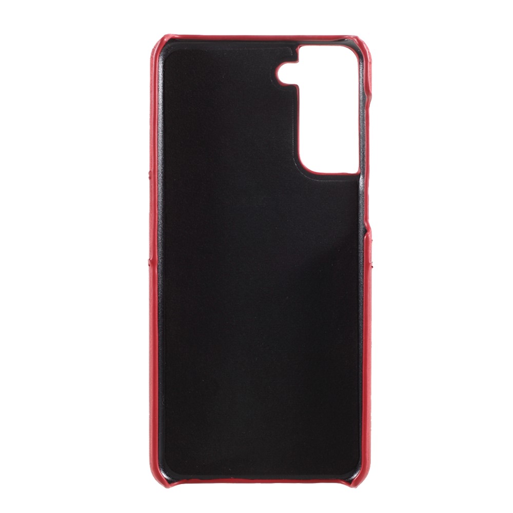 Doppelkarten -slots PU Lederbeschichtete PC -shell Für Samsung Galaxy S21+ 5G Gehäuse - Rot-3