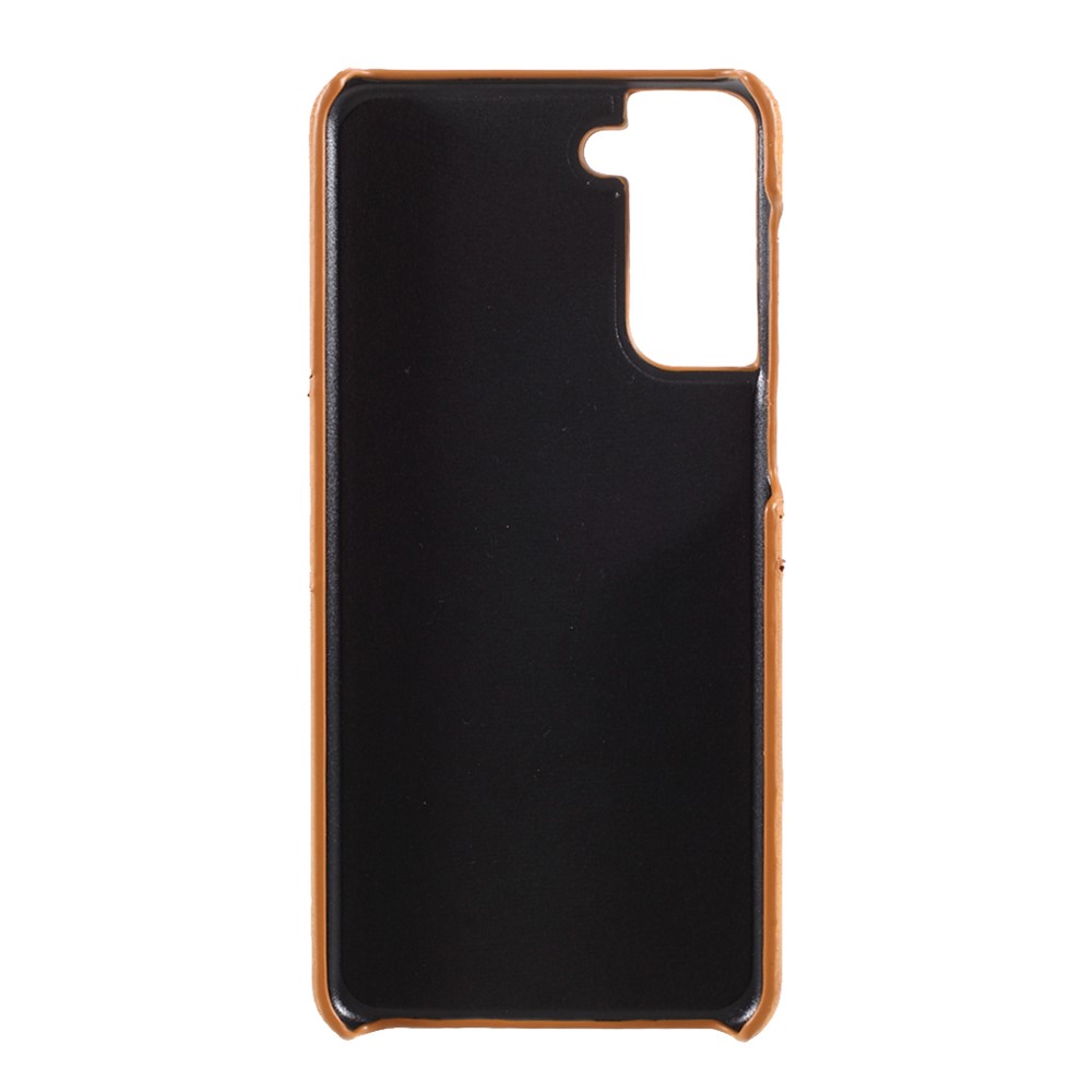 Double Card Slots PU Leather Coated PC Cover for Samsung Galaxy S21 5G Case - Light Brown-3