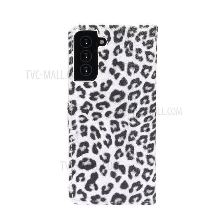 Leopard Texture Wallet Leather Stand Phone Case for Samsung Galaxy S21+ 5G - White-3