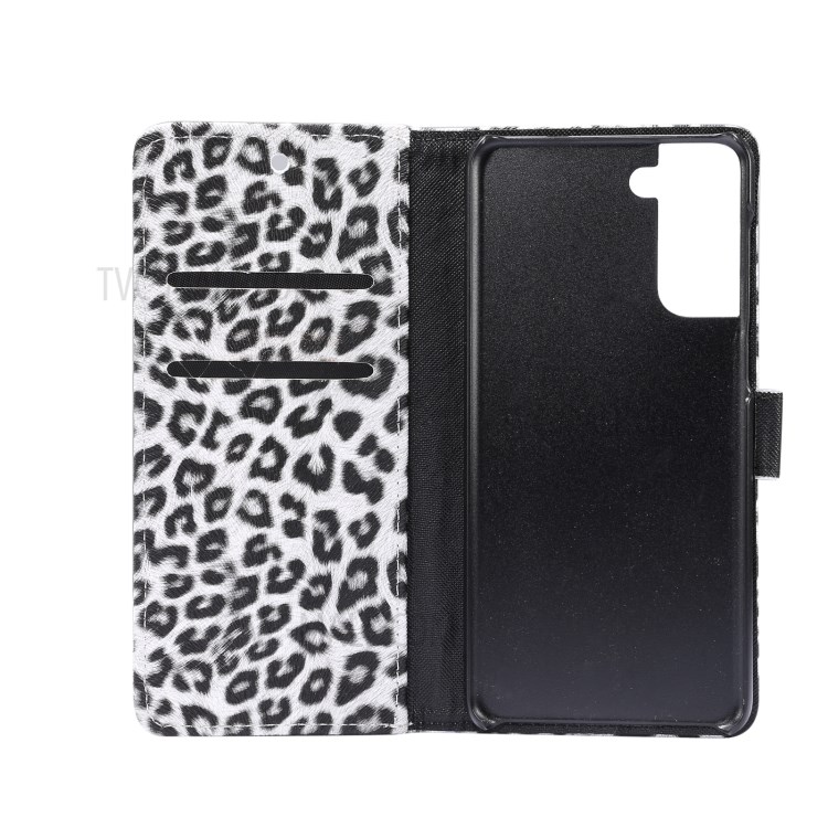 Leopard Texture Wallet Leather Stand Phone Case for Samsung Galaxy S21+ 5G - White-4