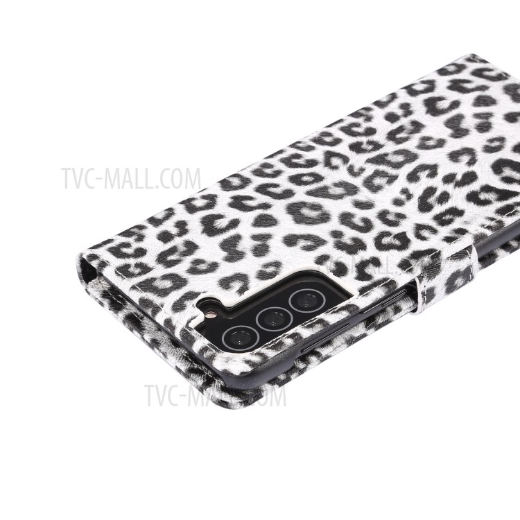 Leopard Texture Wallet Leather Stand Phone Case for Samsung Galaxy S21+ 5G - White-7