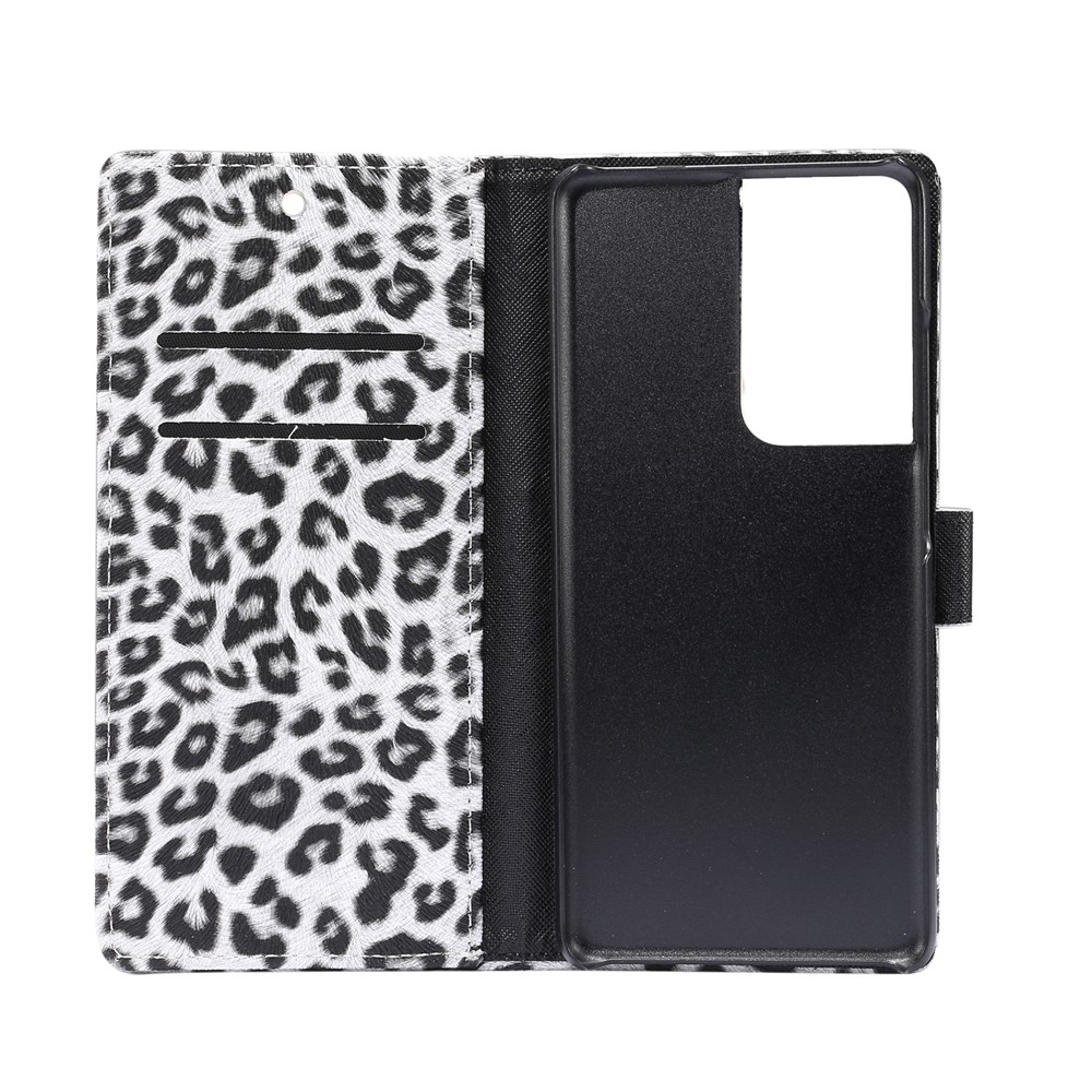 Leopard Texture Wallet Leather Stand Phone Protective Case for Samsung Galaxy S21 Ultra 5G - White-4
