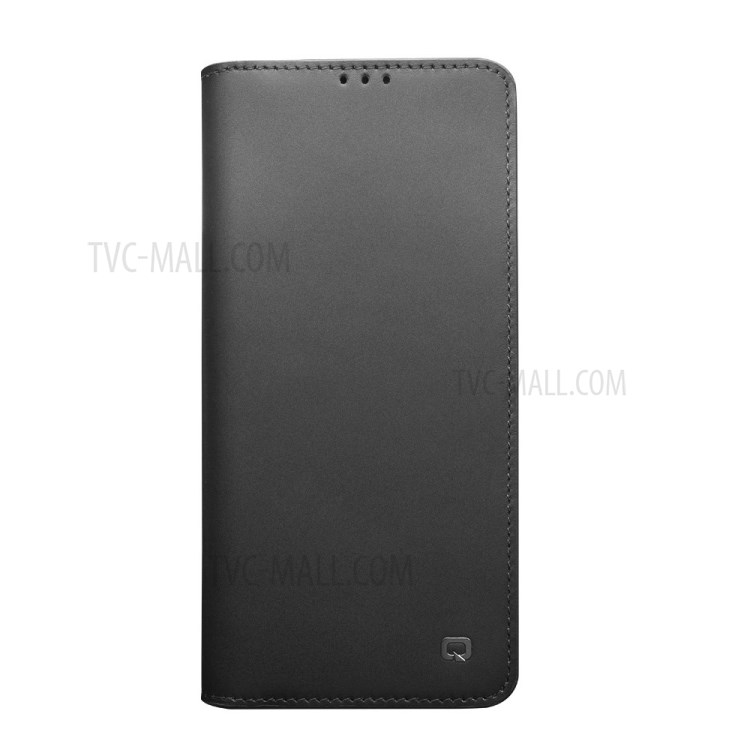 QIALINO Genuine Cowhide Leather Wallet Cover for Samsung Galaxy S21 5G - Black-5
