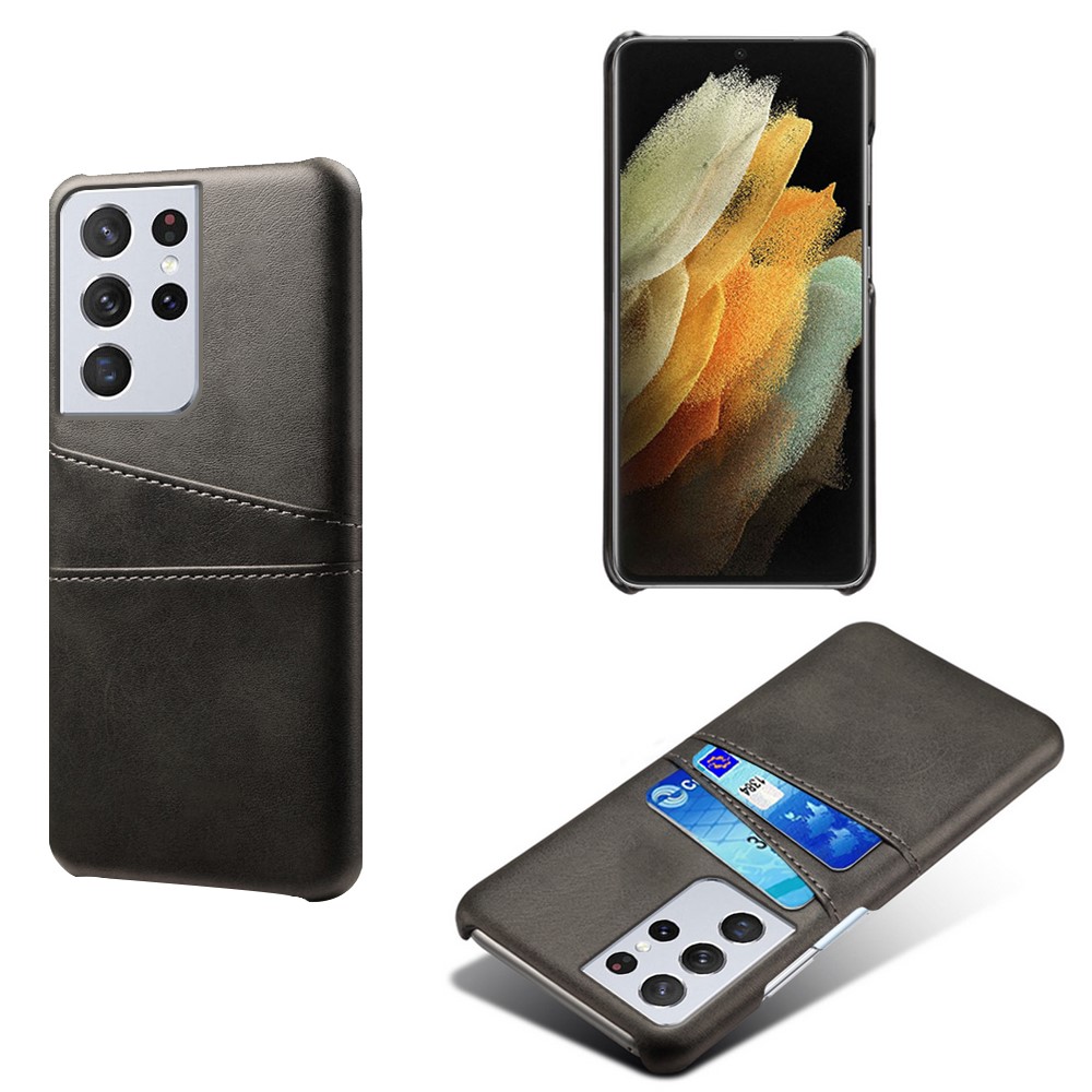 KSQ PC + PU Leather Coated Case with Dual-Card Slots for Samsung Galaxy S21 Ultra 5G - Black-1