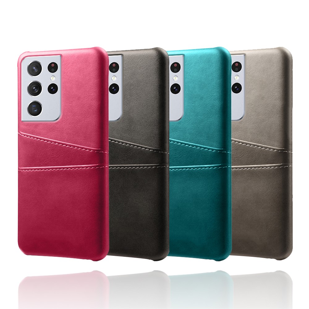 KSQ PC + PU Leather Coated Case with Dual-Card Slots for Samsung Galaxy S21 Ultra 5G - Black-6