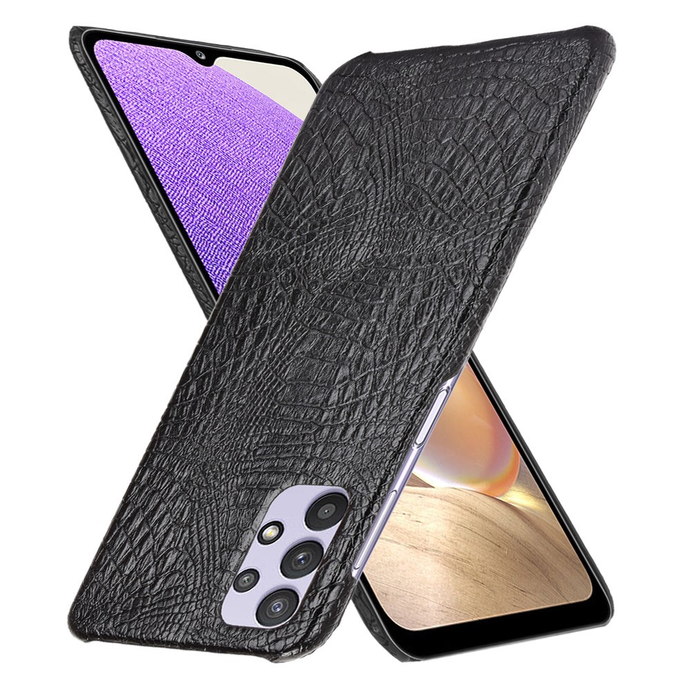 Crocodile Texture PC + PU Leather Phone Case for Samsung Galaxy A32 5G Cover - Black-2