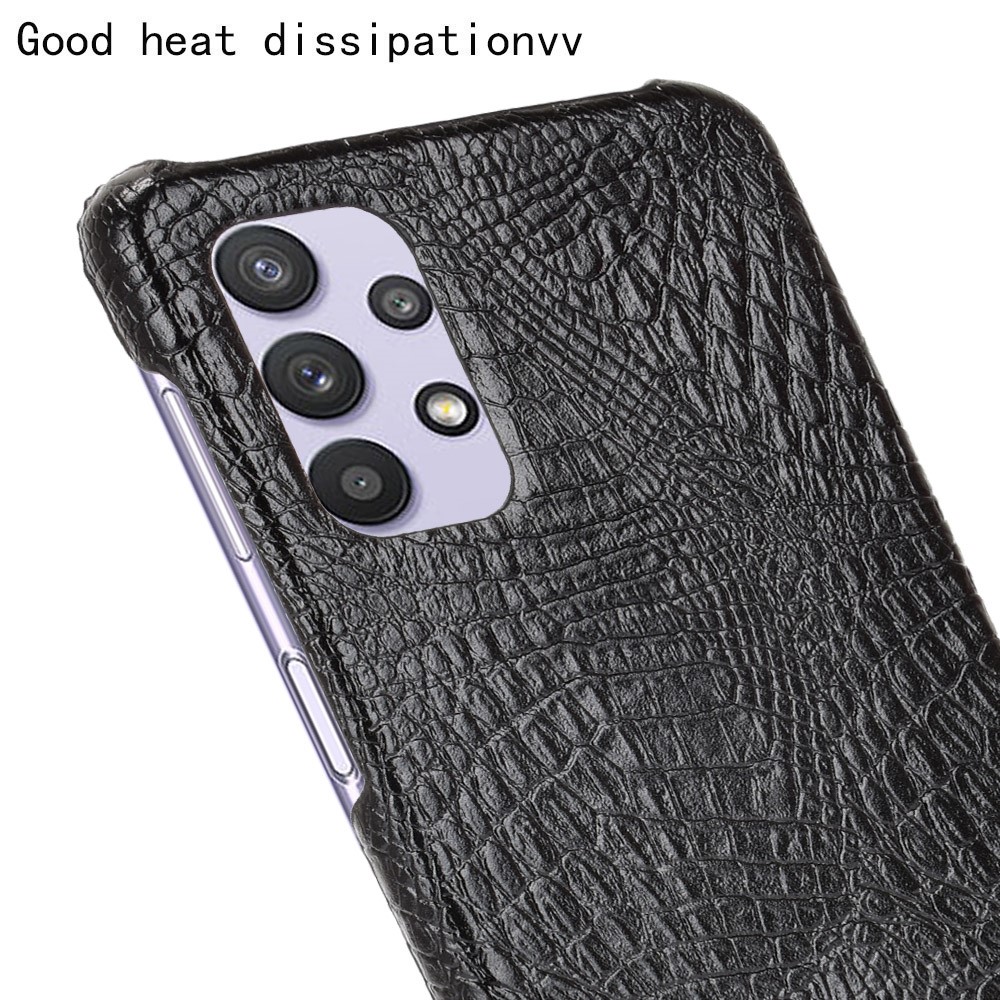 Crocodile Texture PC + PU Leather Phone Case for Samsung Galaxy A32 5G Cover - Black-5