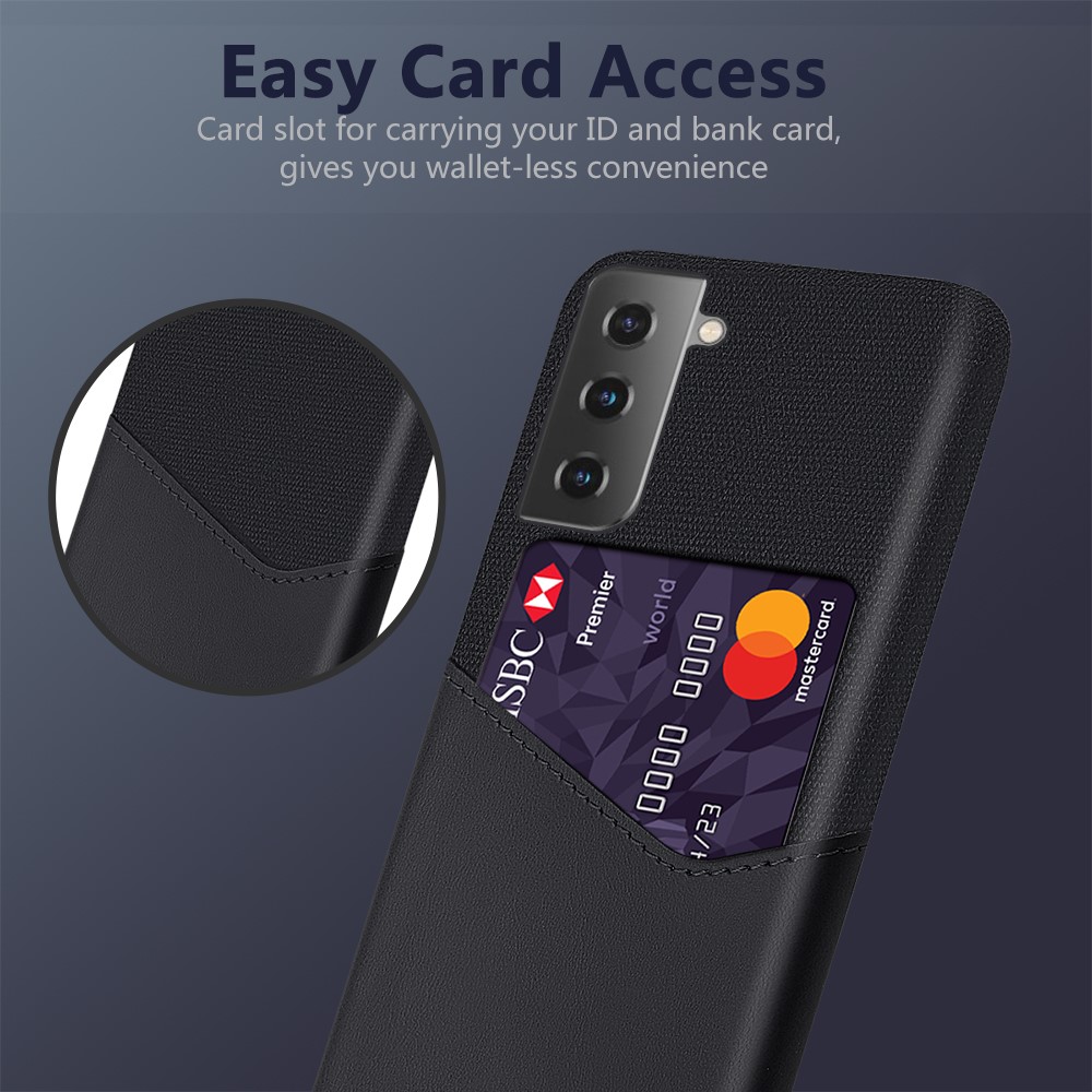 KSQ Cloth + PU Leather + PC Protector Card Slot Case for Samsung Galaxy S21+ 5G - Black-2