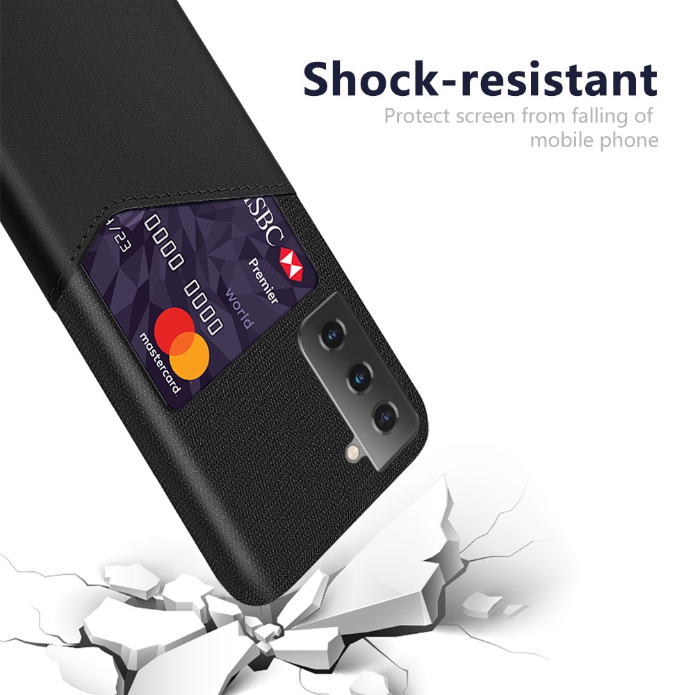 KSQ Cloth + PU Leather + PC Protector Card Slot Case for Samsung Galaxy S21+ 5G - Black-3