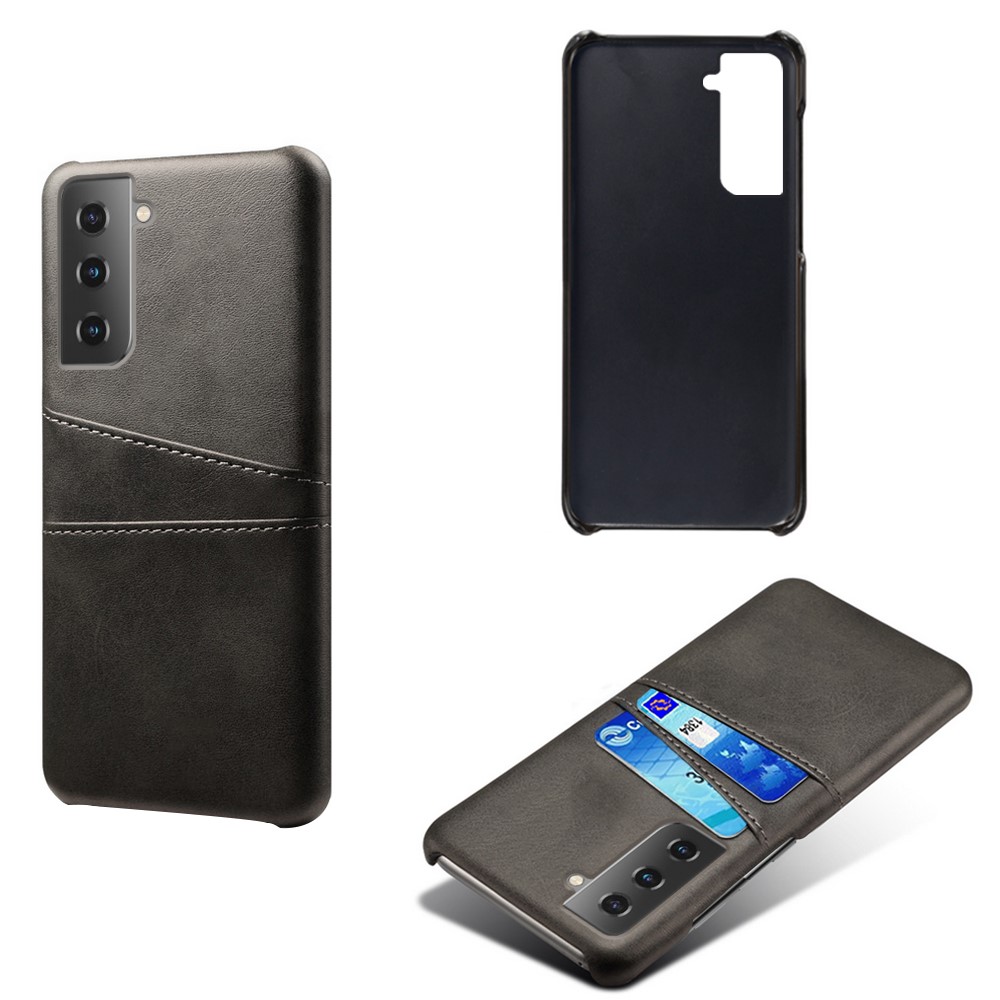 KSQ PU Leather Coated PC Case with Dual-Card Slots Design for Samsung Galaxy S21 5G - Black-2