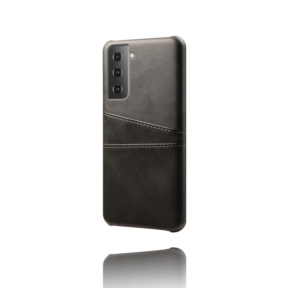 KSQ PU Leather Coated PC Case with Dual-Card Slots Design for Samsung Galaxy S21 5G - Black-3