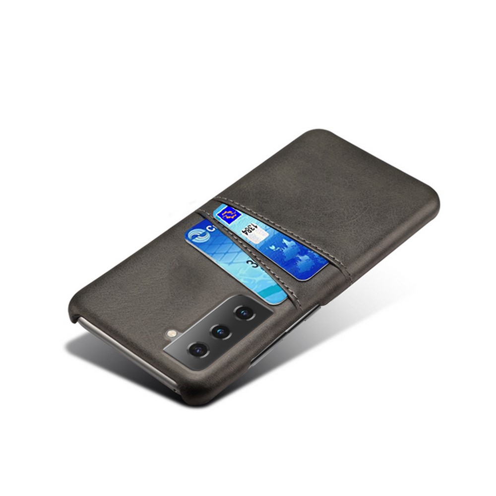 KSQ PU Leather Coated PC Case with Dual-Card Slots Design for Samsung Galaxy S21 5G - Black-4