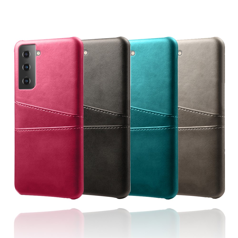 KSQ PU Leather Coated PC Case with Dual-Card Slots Design for Samsung Galaxy S21 5G - Black-6