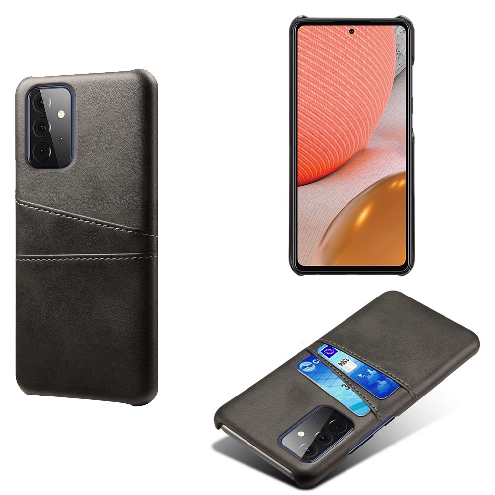 KSQ PC + PU Leather Coated Case with Dual-Card Slots for Samsung Galaxy A72 5G - Black-1