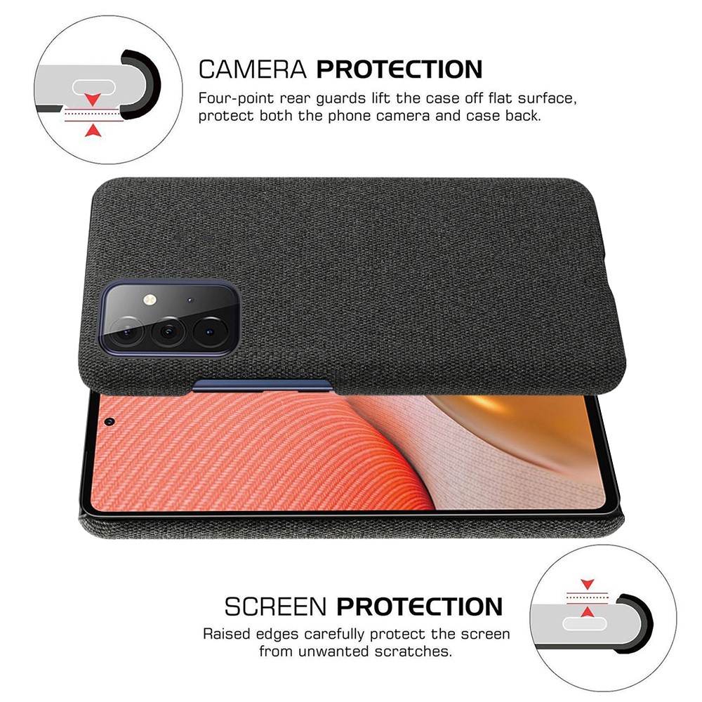 KSQ Cloth Texture Plastic Back Case for Samsung Galaxy A72 5G - Black-5