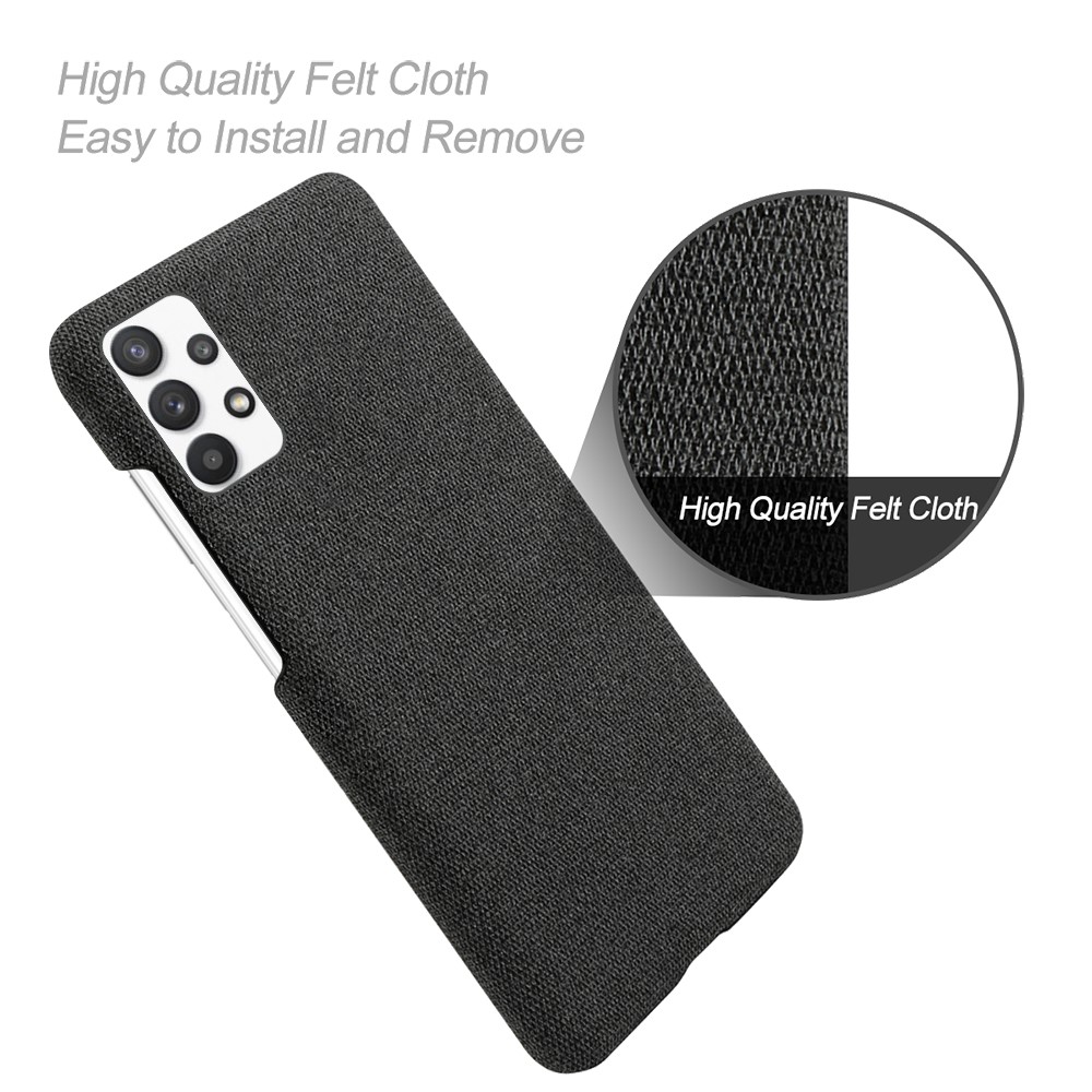 KSQ Cloth Texture Plastic Back Case for Samsung Galaxy A32 5G - Black-4