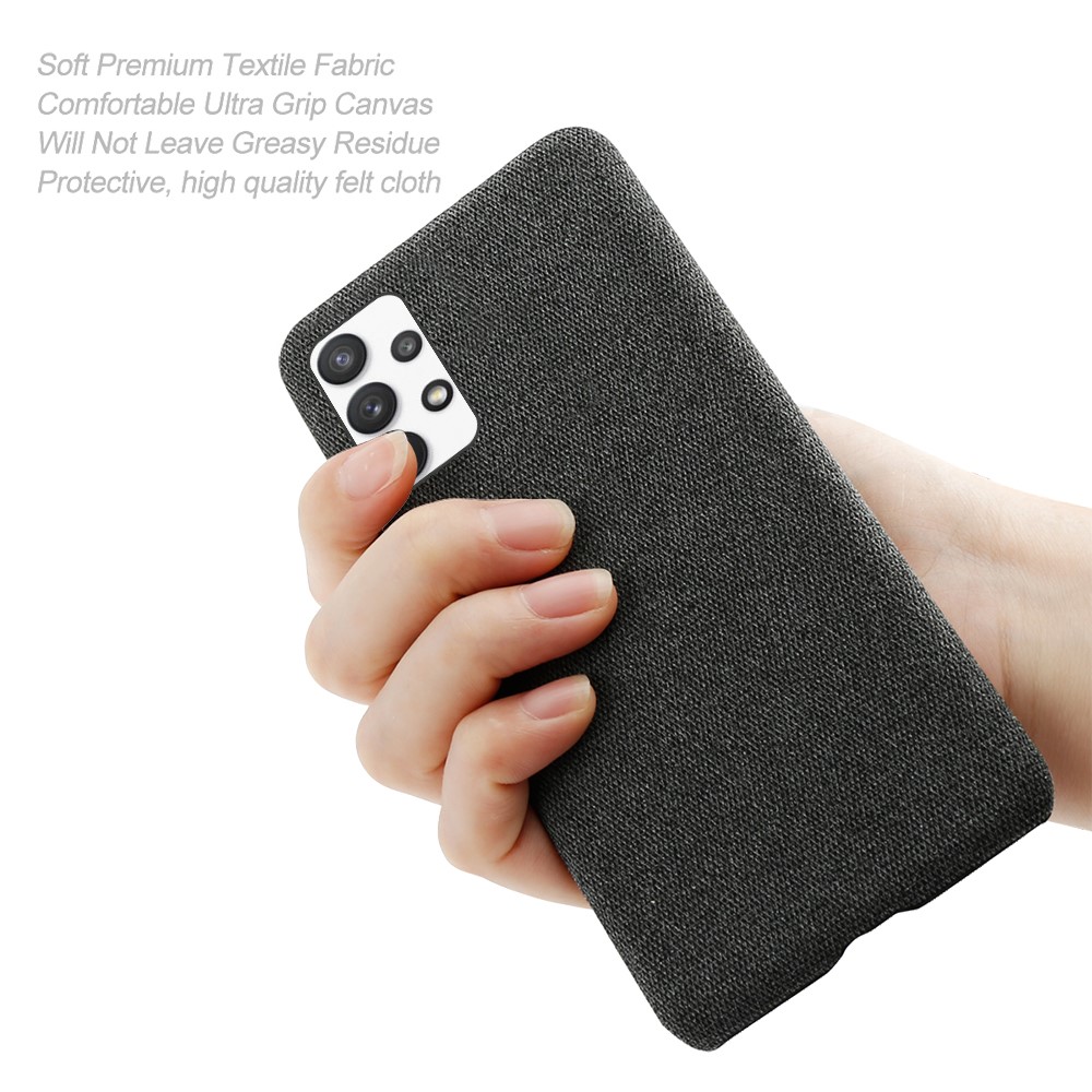 KSQ Cloth Texture Plastic Back Case for Samsung Galaxy A32 5G - Black-6