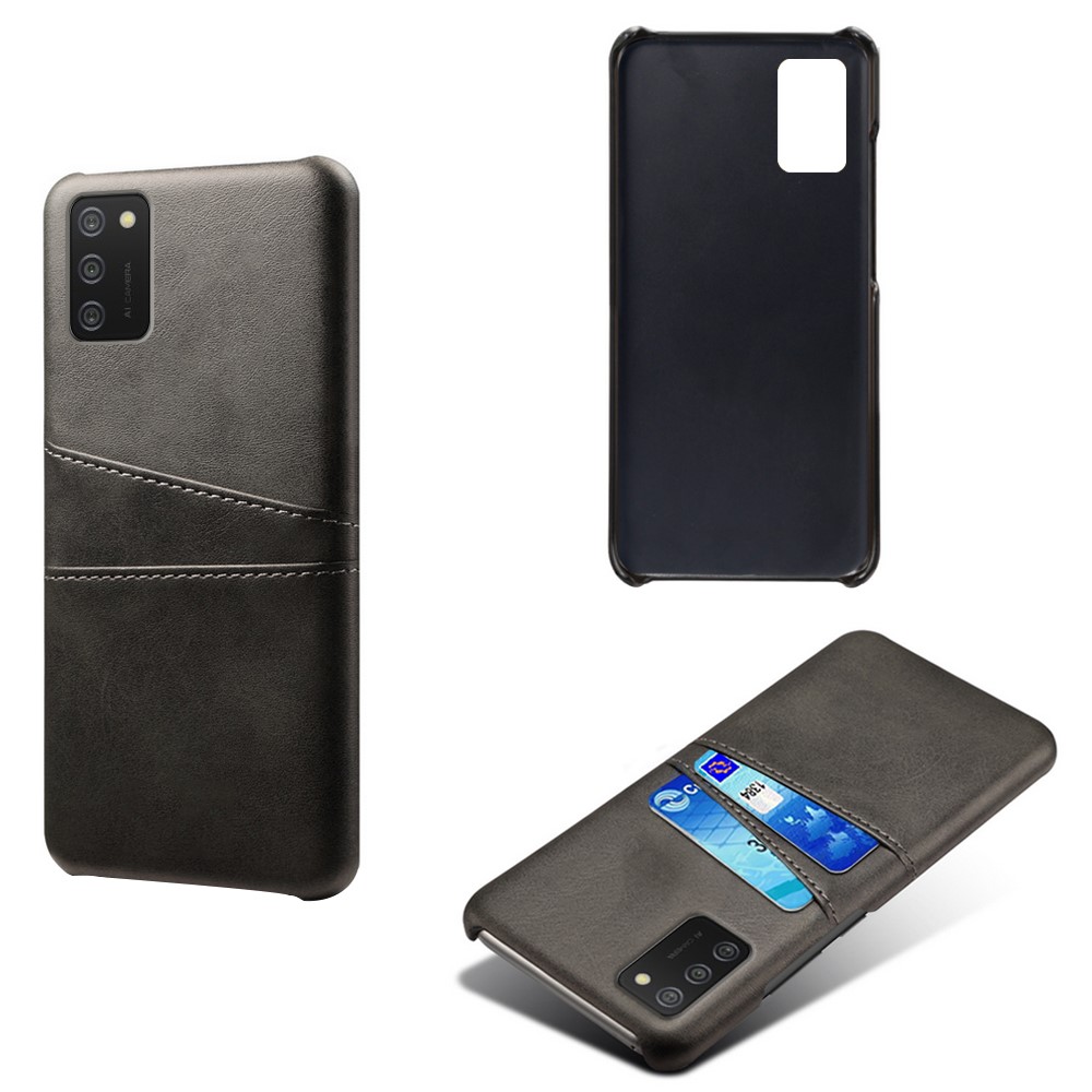 KSQ PC + PU Leather Coated Case with Dual-Card Slots for Samsung Galaxy A02s (EU Version) - Black-2