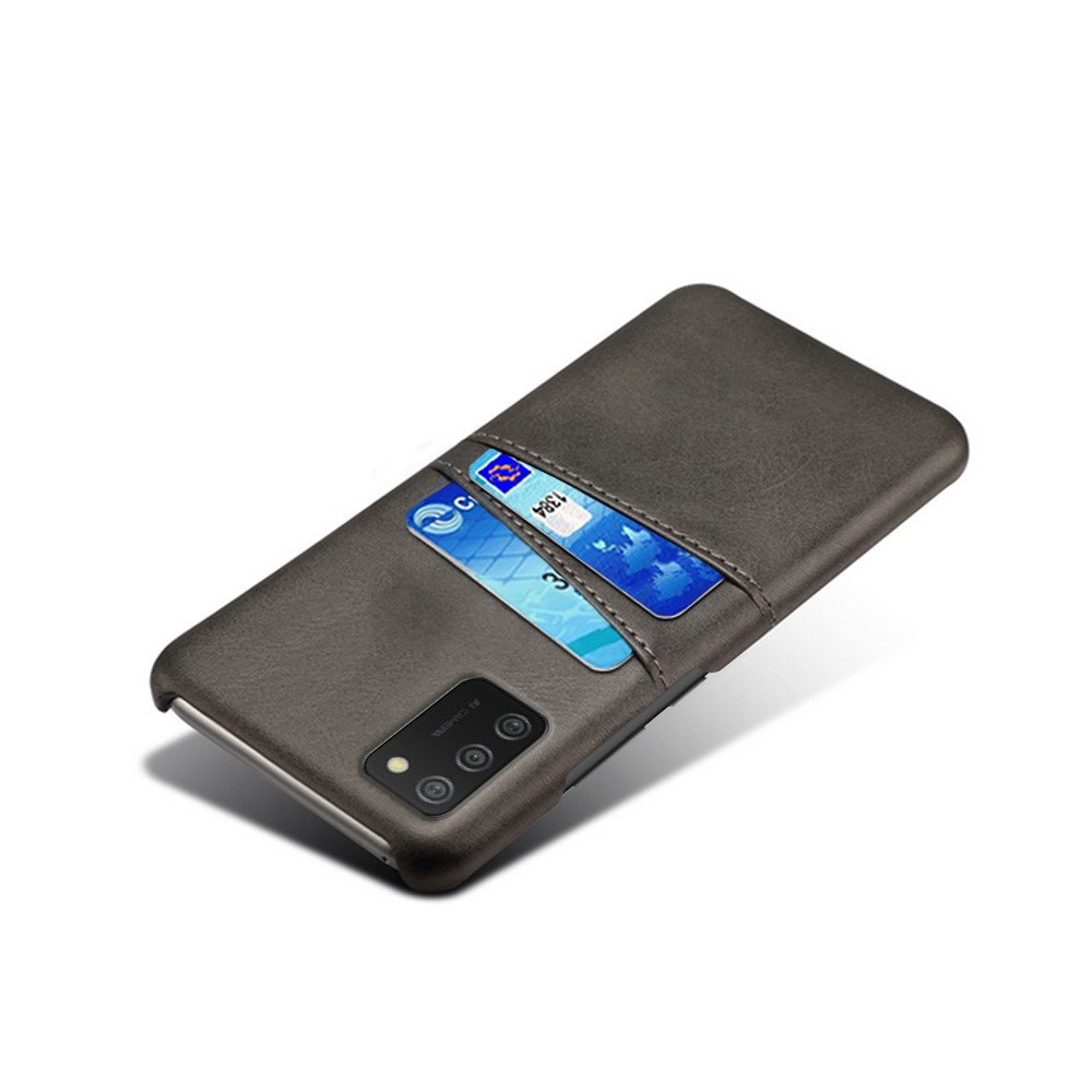 KSQ PC + PU Leather Coated Case with Dual-Card Slots for Samsung Galaxy A02s (EU Version) - Black-4