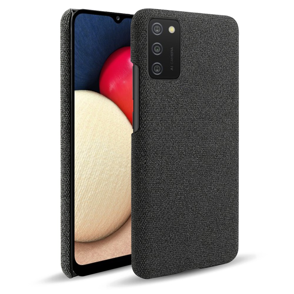 KSQ Cloth Texture Plastic Back Case for Samsung Galaxy A02s (EU Version) - Black-1