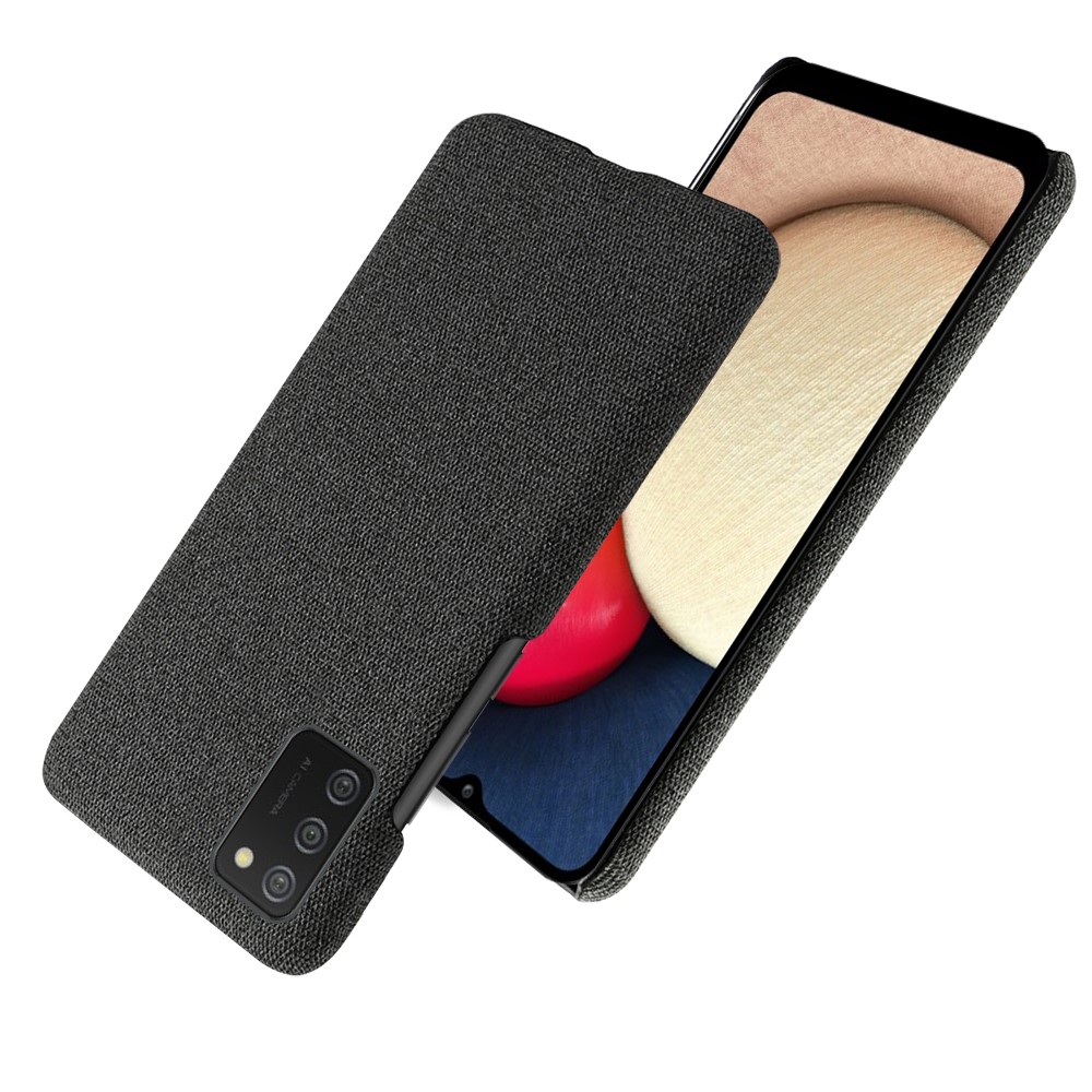 KSQ Cloth Texture Plastic Back Case for Samsung Galaxy A02s (EU Version) - Black-2