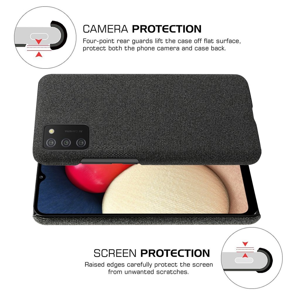 KSQ Cloth Texture Plastic Back Case for Samsung Galaxy A02s (EU Version) - Black-5