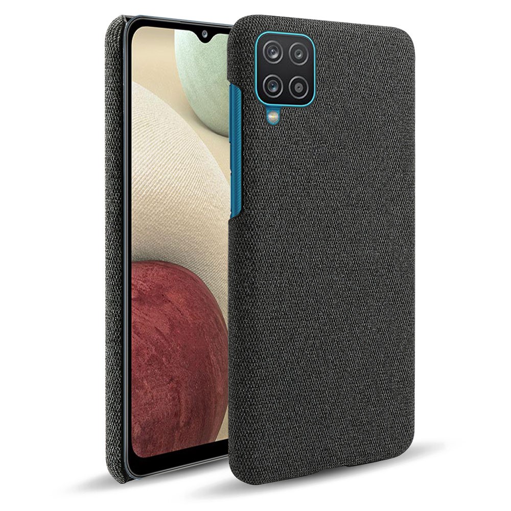 KSQ Cloth Texture Plastic Back Case for Samsung Galaxy A12 - Black-1