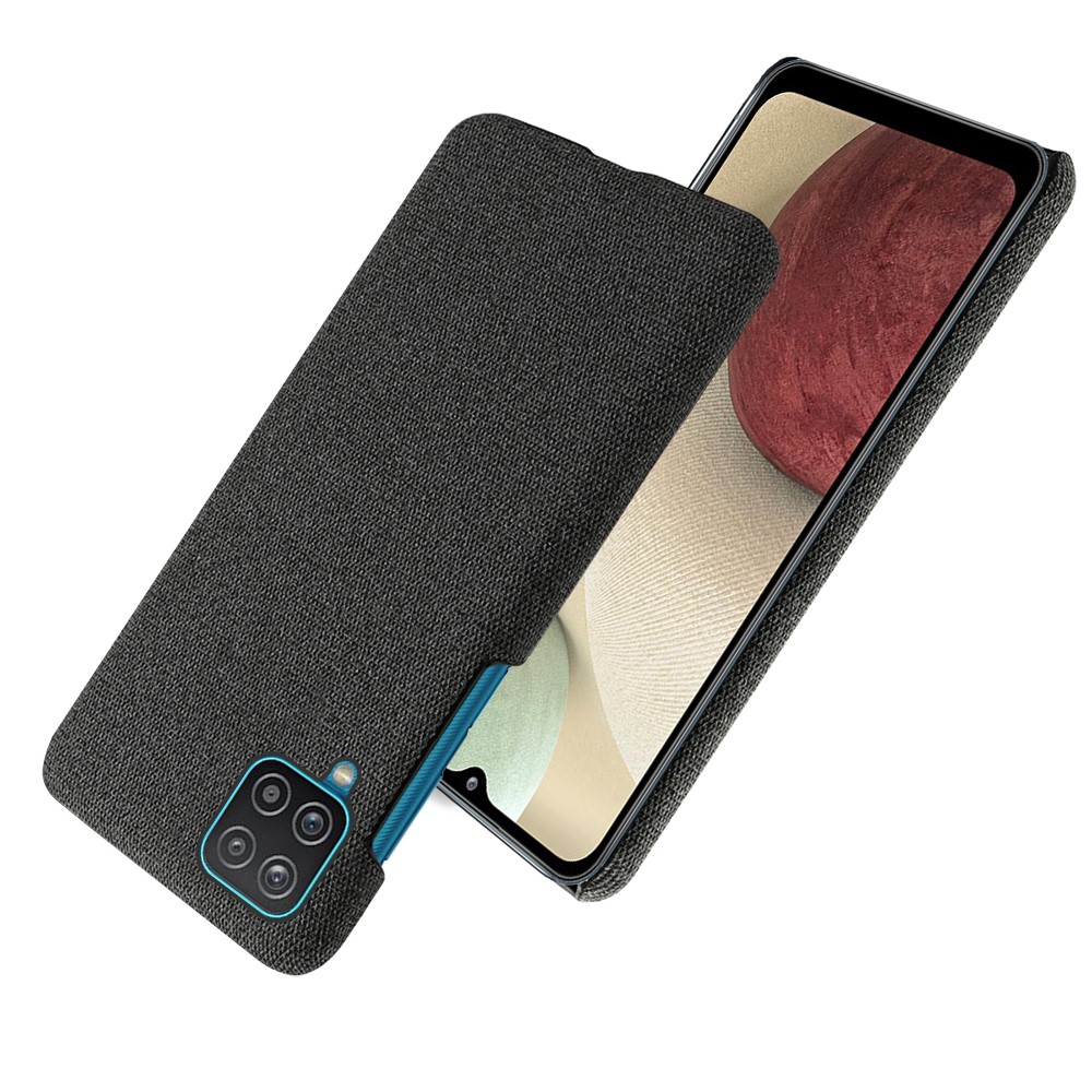 KSQ Cloth Texture Plastic Back Case for Samsung Galaxy A12 - Black-2