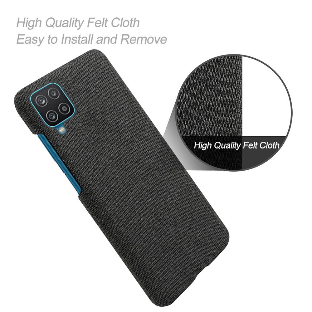 KSQ Cloth Texture Plastic Back Case for Samsung Galaxy A12 - Black-4